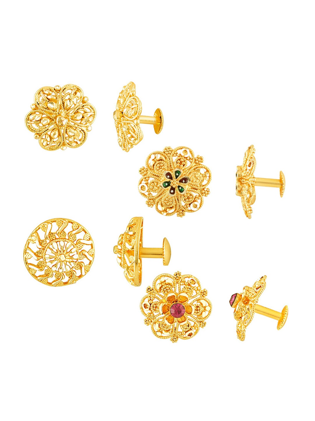 

DIVASTRI Set Of 2 Gold-Plated Stone Studded Circular Studs