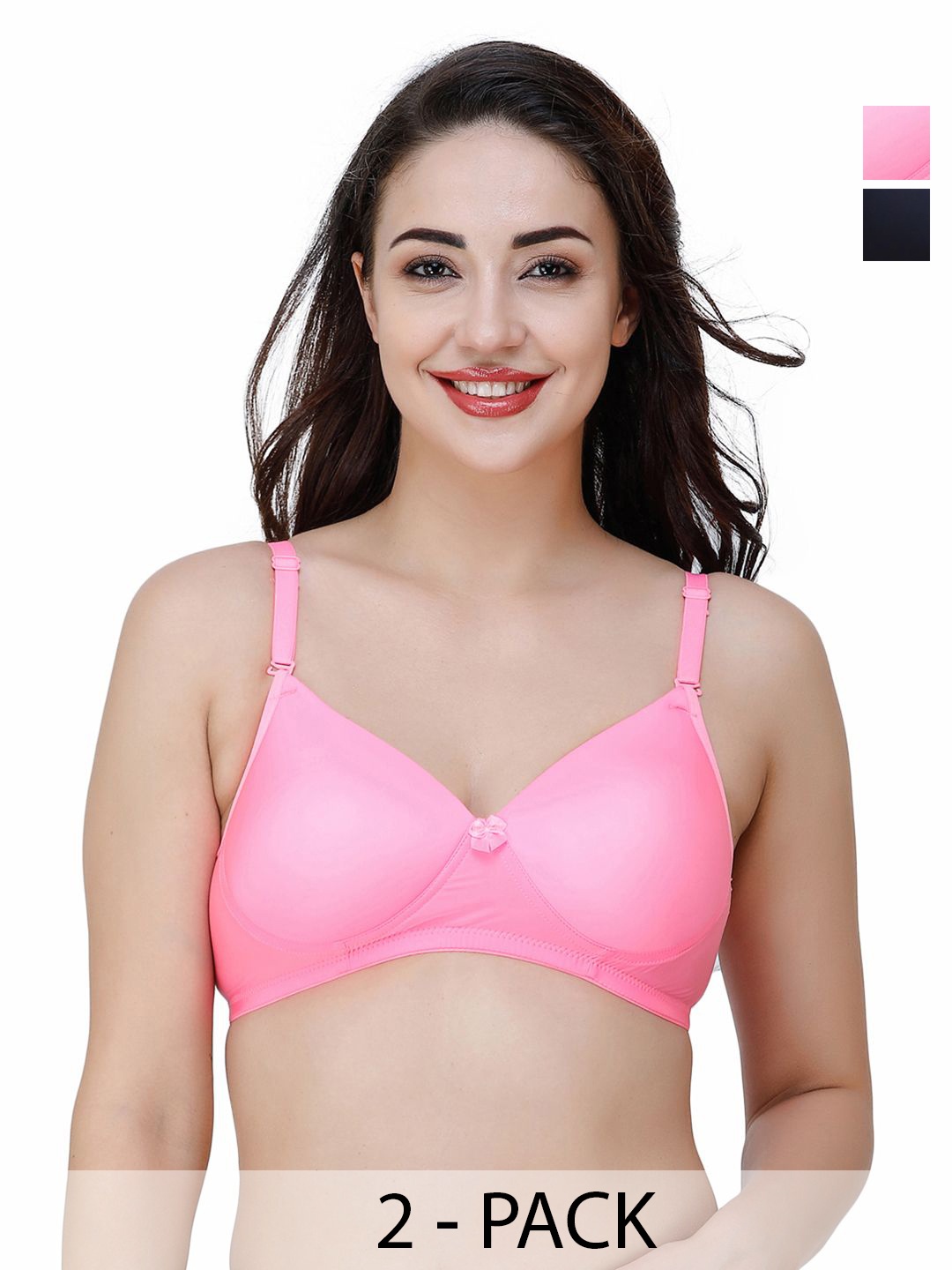 

College Women Pack Of 2 Full Coverage Lightly Padded T-shirt Bra, Pink