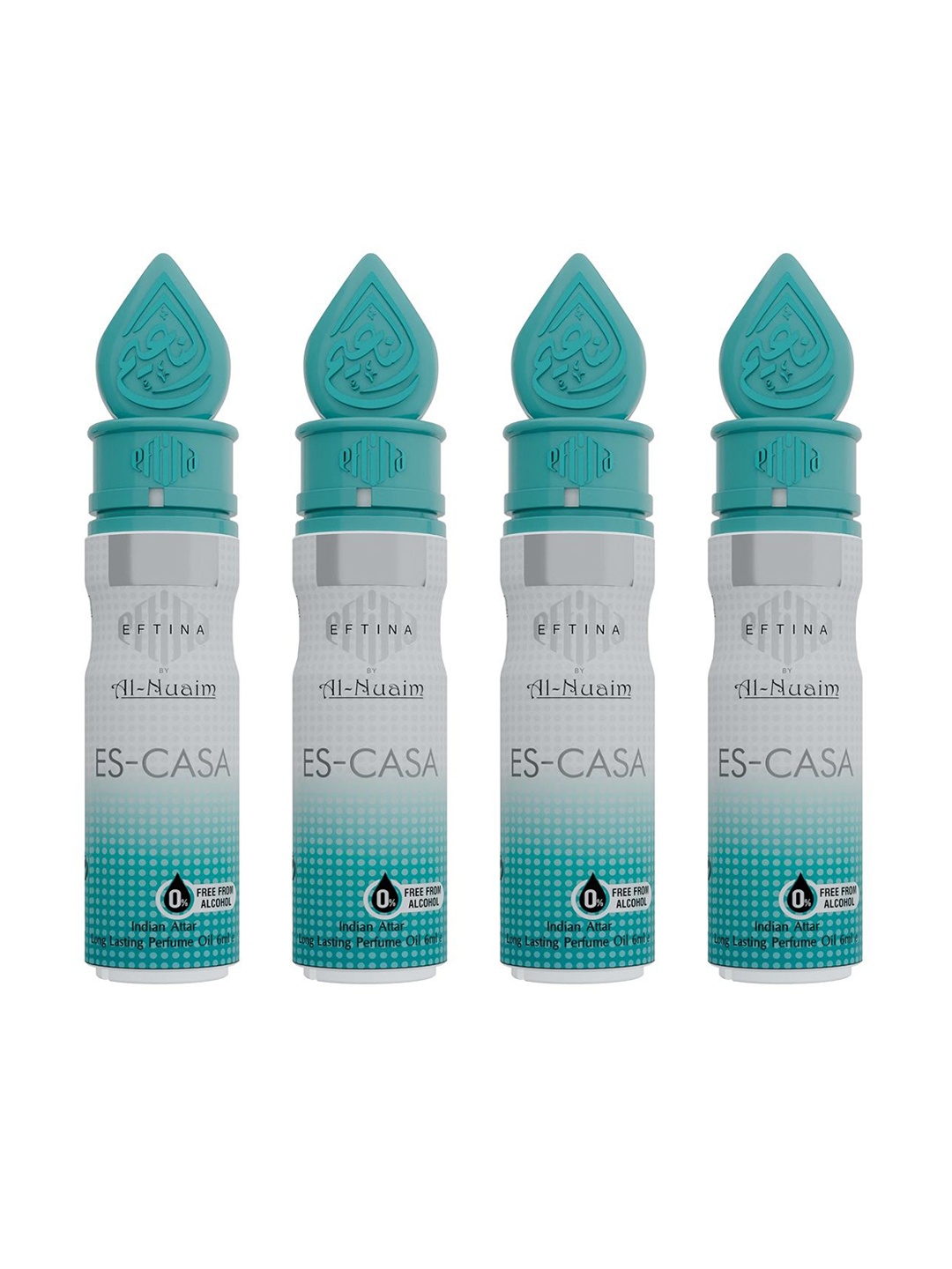 

Al-Nuaim Set of 4 Es-casa Alcohol-Free Long Lasting Attar - 6 ml each, White