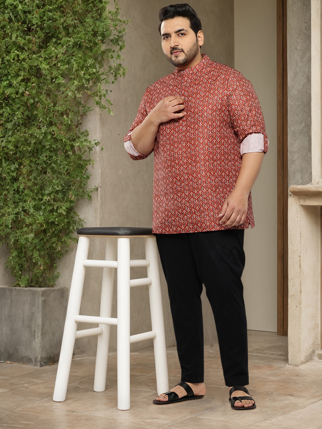 

Sztori Plus Size Ethnic Motifs Print Kurta, Maroon