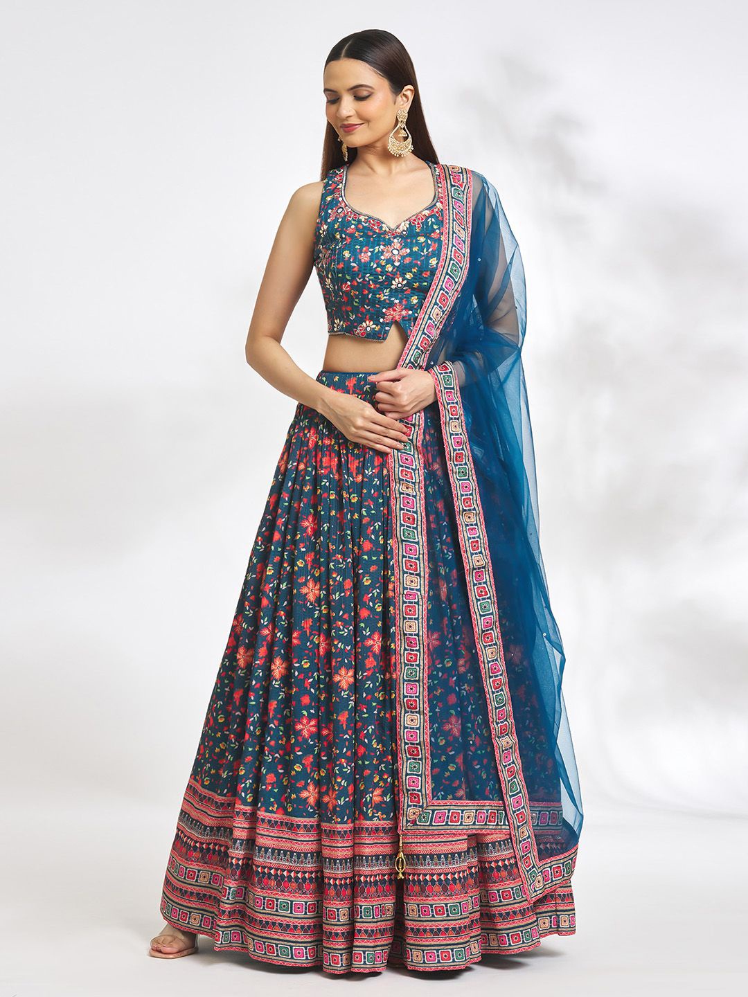 

Samyukta Singhania Embroidered Ready to Wear Lehenga & Blouse With Dupatta, Blue