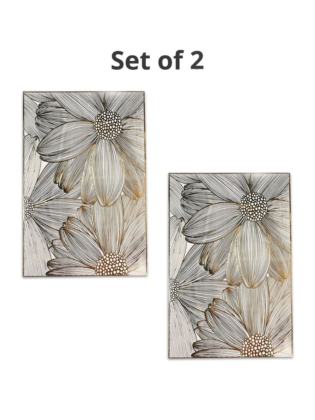

MARKET99 Gold Toned & White 2 Pieces Floral Printed Table Placemats