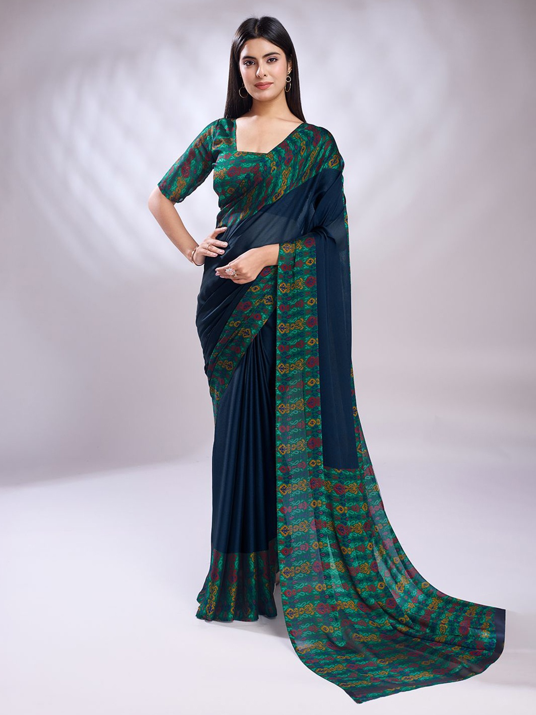 

KALINI Woven Design Pure Silk Designer Saree, Navy blue