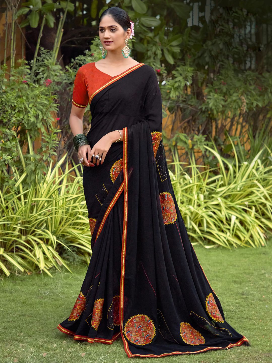 

Anouk Embellished Party Wear Designer Saree, Black