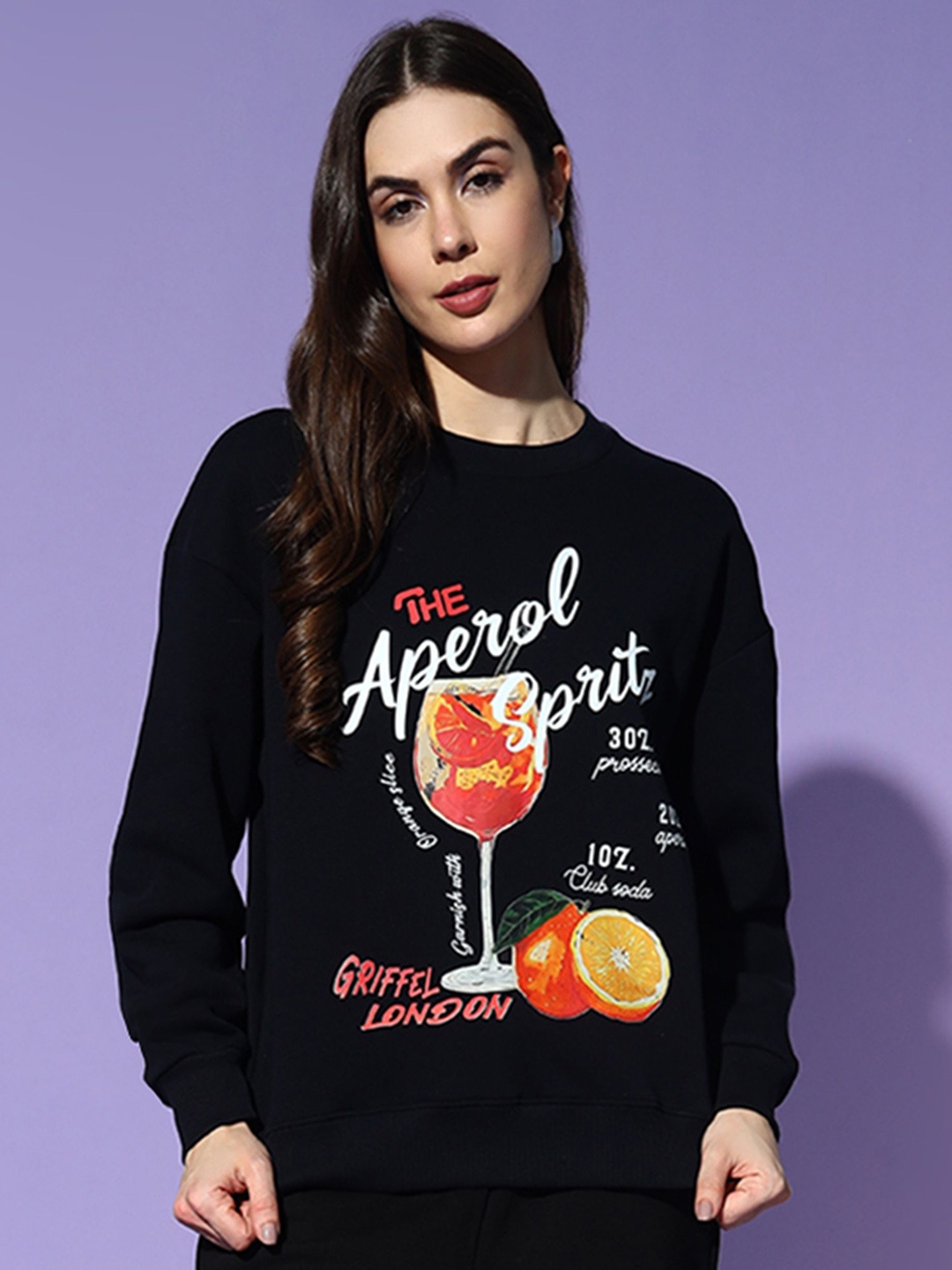 

GRIFFEL Women Printed Sweatshirt, Navy blue