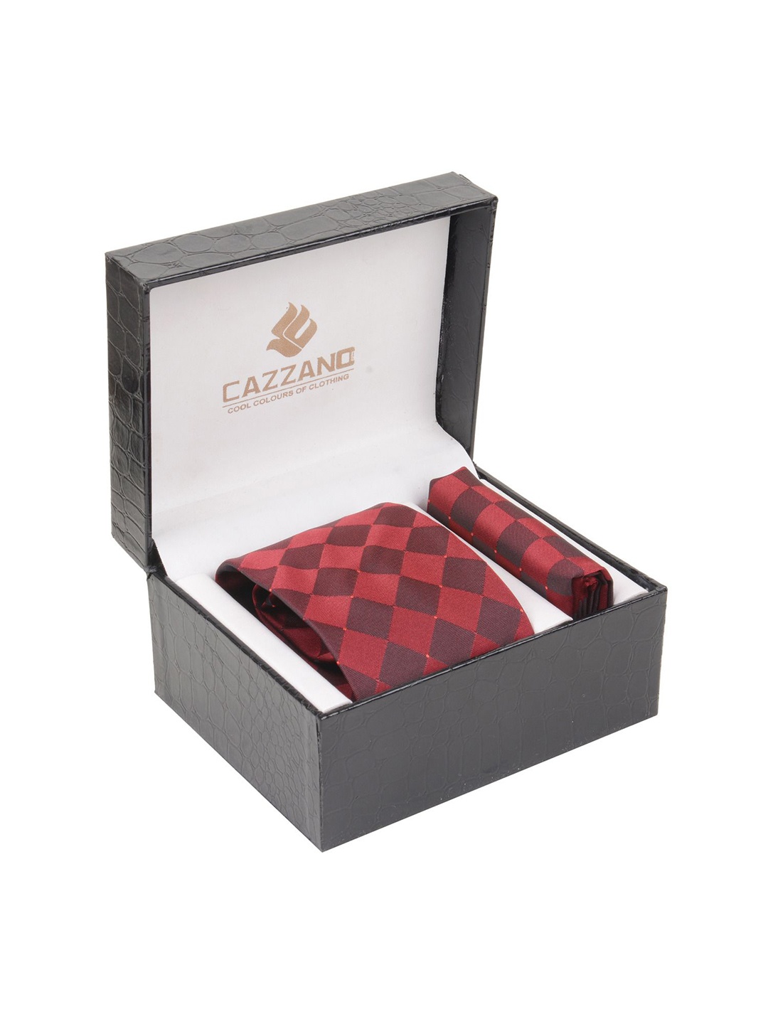 

Cazzano Men Accessory Gift Set Of Tie & Pocket Square, Red