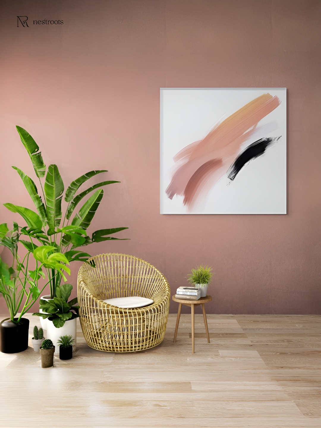 

nestroots White & Brown Dynamic Brushstroke Printed Canvas Wall Art