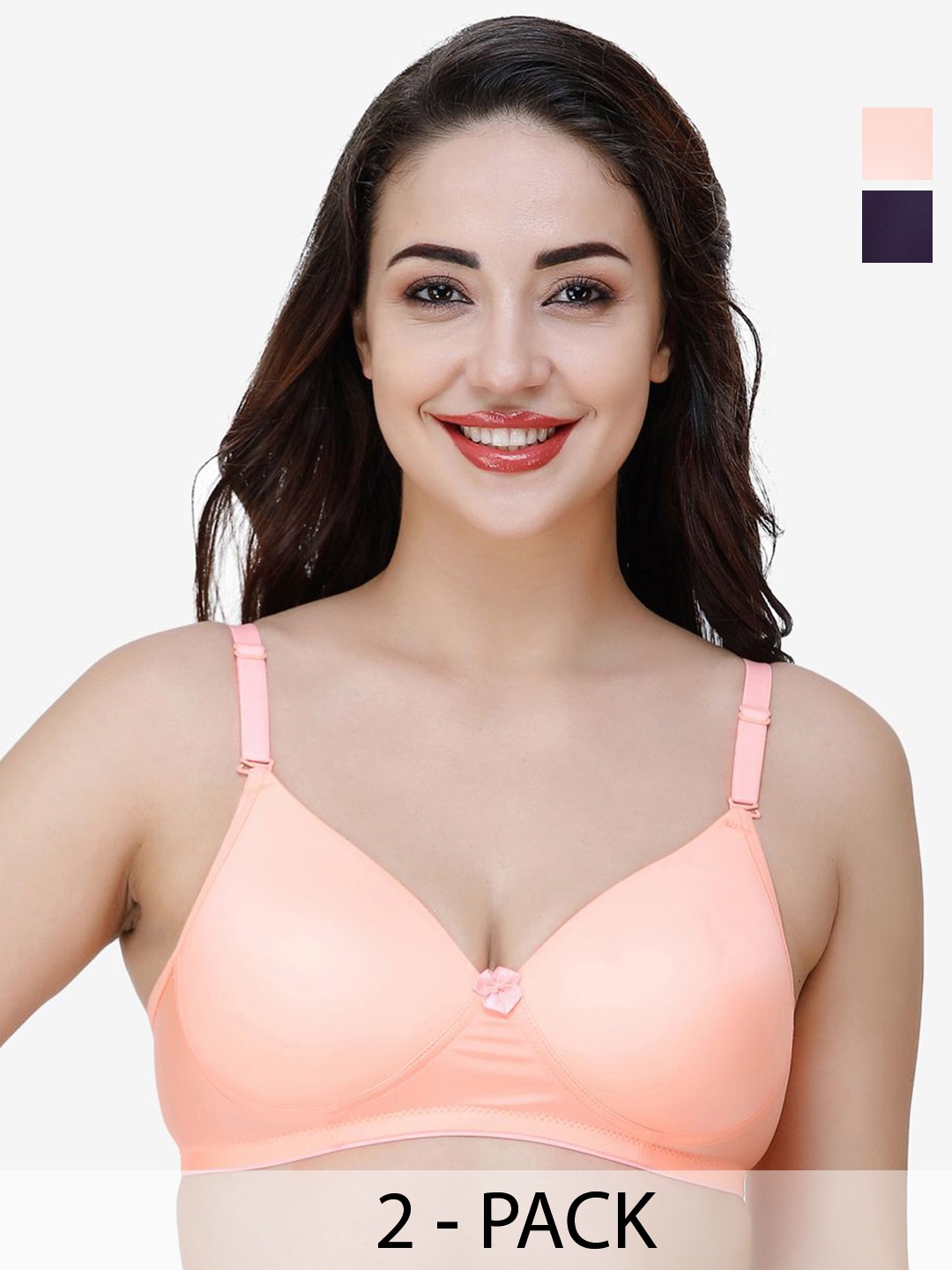 

College Girl Pack Of 2 Full Coverage Lightly Padded T-shirt Bra, Orange