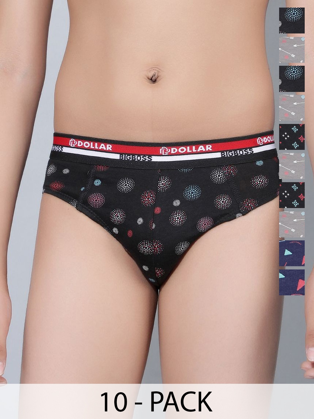 

Dollar Bigboss Boys Pack Of 10 Mid-Rise Assorted Basic Briefs MBKBR-15-MDRNBRF-PO10