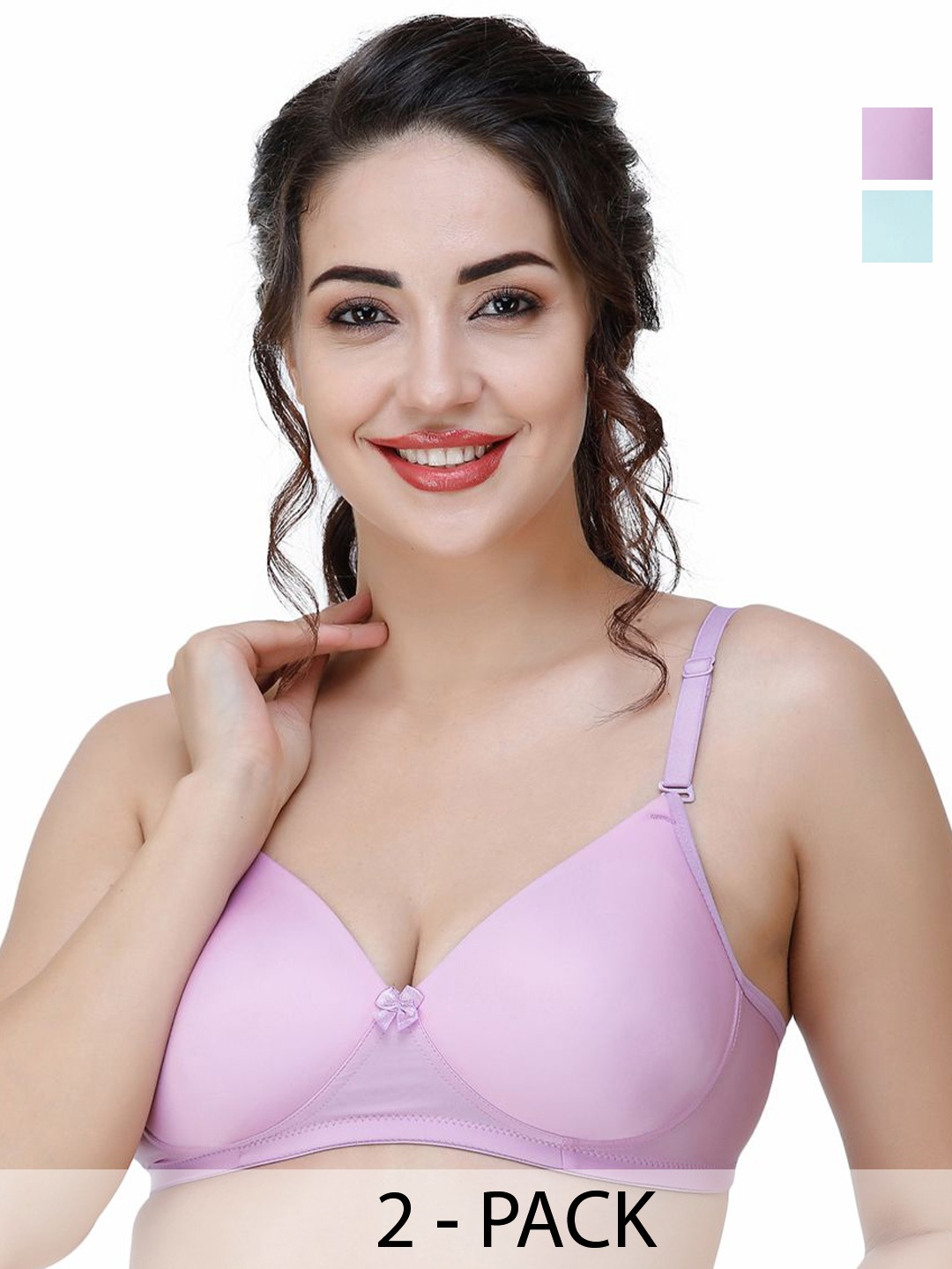 

College Girl Women Pack of 2 Full Coverage Lightly Padded Bra, Green