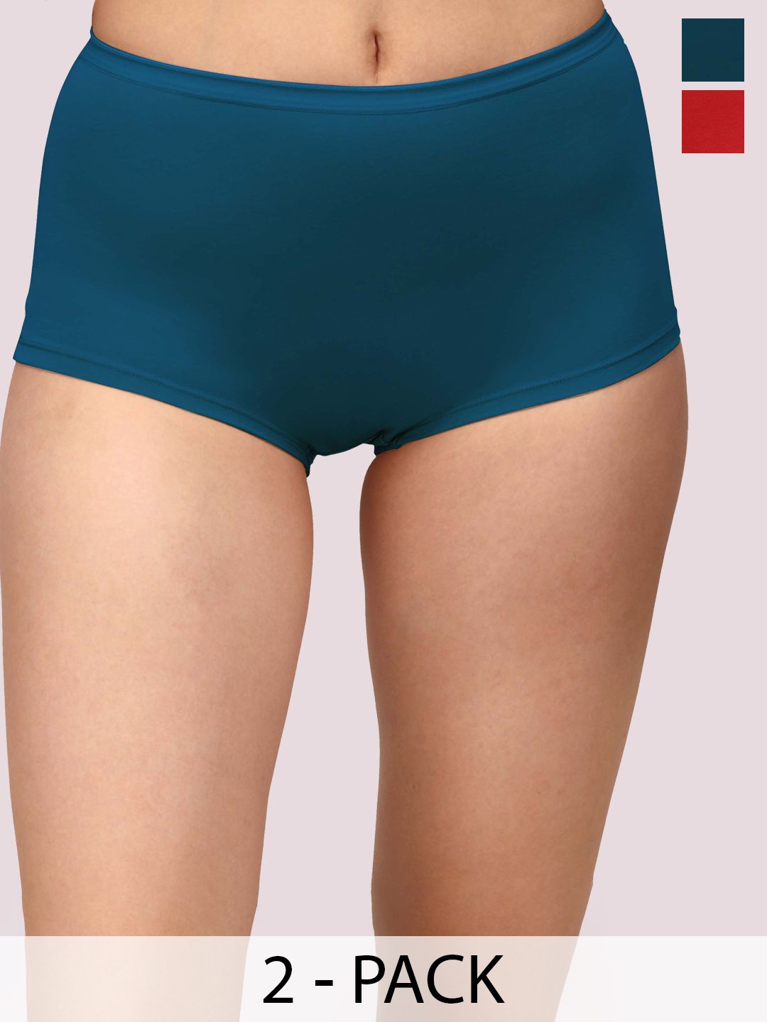 

Soie Women Pack Of 2 High-Rise Shorts 2BS-25PACK 6, Red