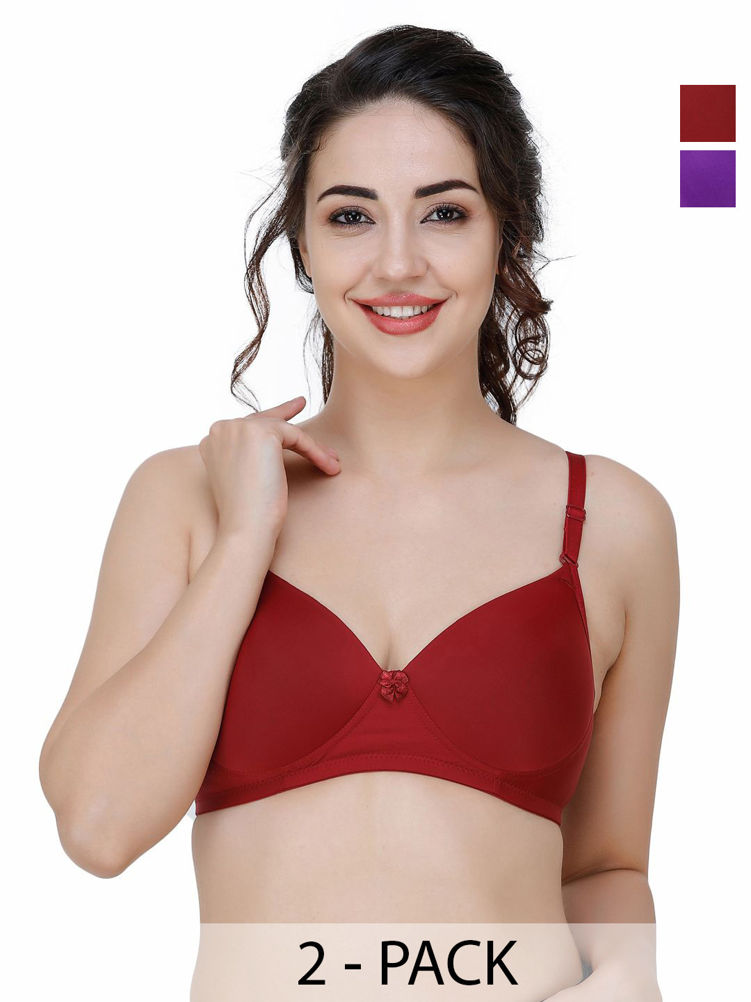 

College Girl -Women Full Coverage Lightly Padded All Day Comfort T-shirt Bra, Maroon