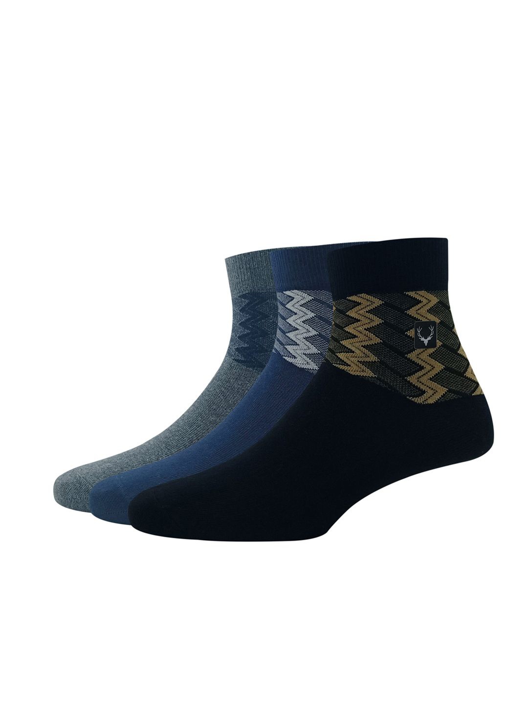 

Allen Solly Men Cotton Pack Of 3 Patterned Above Ankle-Length Socks, Black
