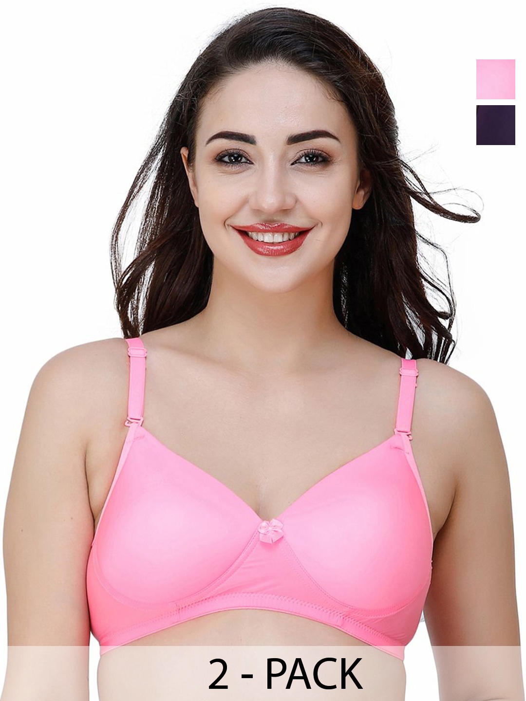 

College Girl Pack Of 2 Full Coverage Lightly Padded T-shirt Bra, Pink