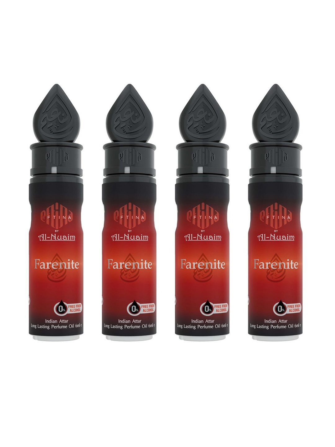 

Al-Nuaim Set of 4 Farenite Alcohol-Free Long Lasting Attar - 6 ml each, Red