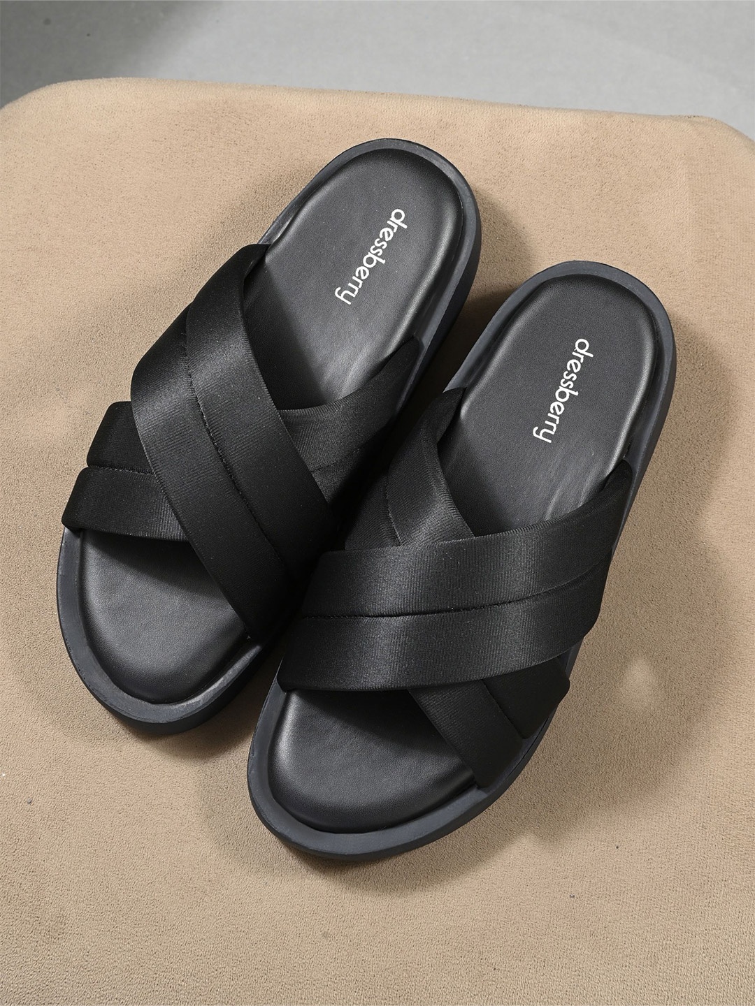 

DressBerry Women Black Open Toe Casual Slip-On