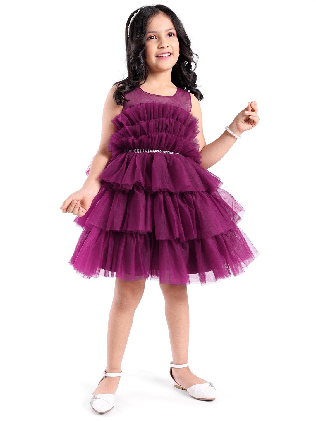 

Mark & Mia Girls Embellished Layered Fit & Flare Dress, Purple