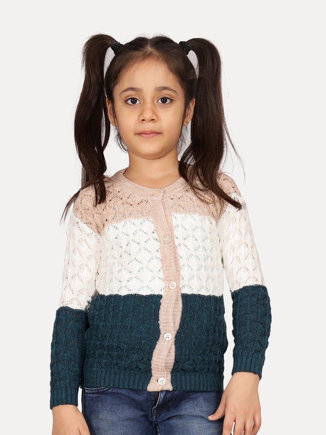 

JoE Hazel Girls Colourblocked Cardigan, White