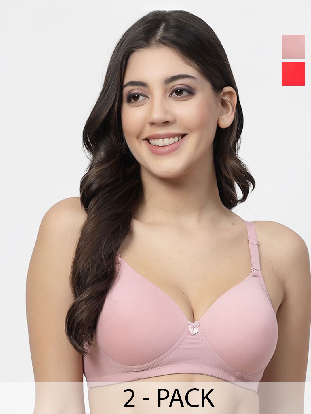 

College Girl Pack of 2 Full Coverage Cut and Sew Lightly Padded Bra, Pink