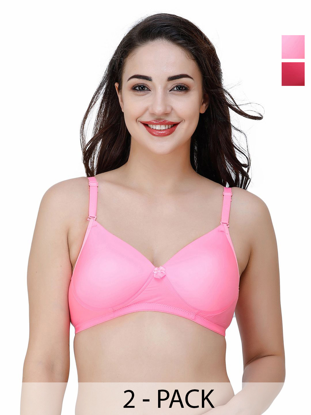 

College Girl Pack Of 2 Full Coverage Lightly Padded T-shirt Bra, Pink