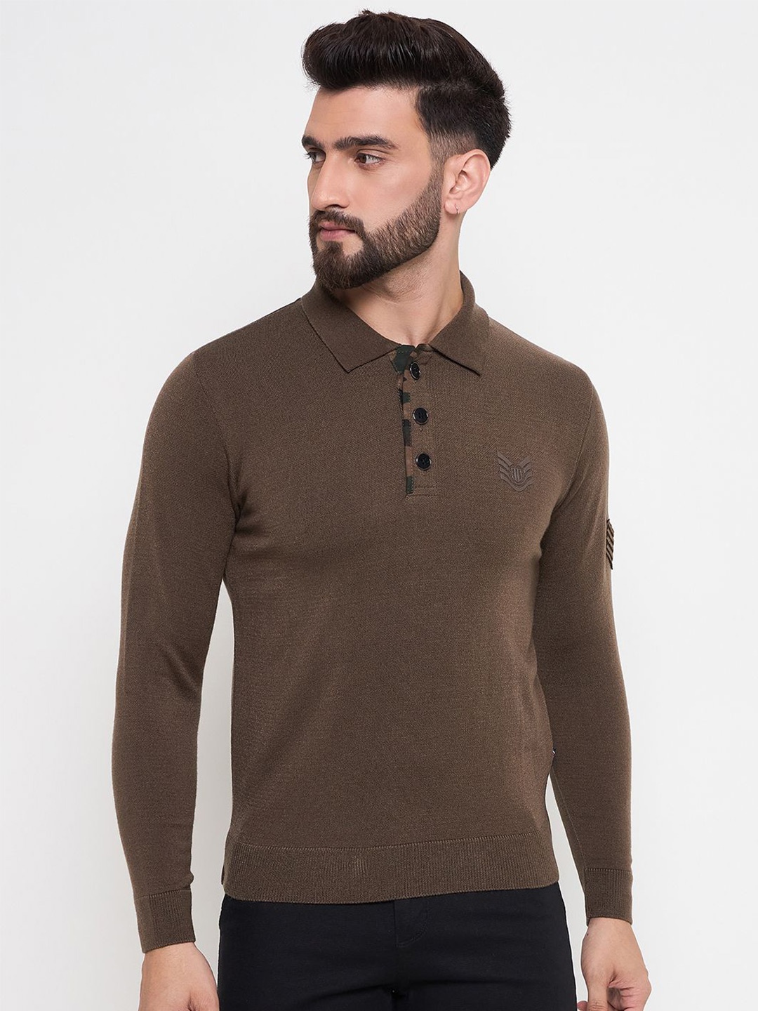 

Duke Men Lapel Collar Winter Sweaters, Brown