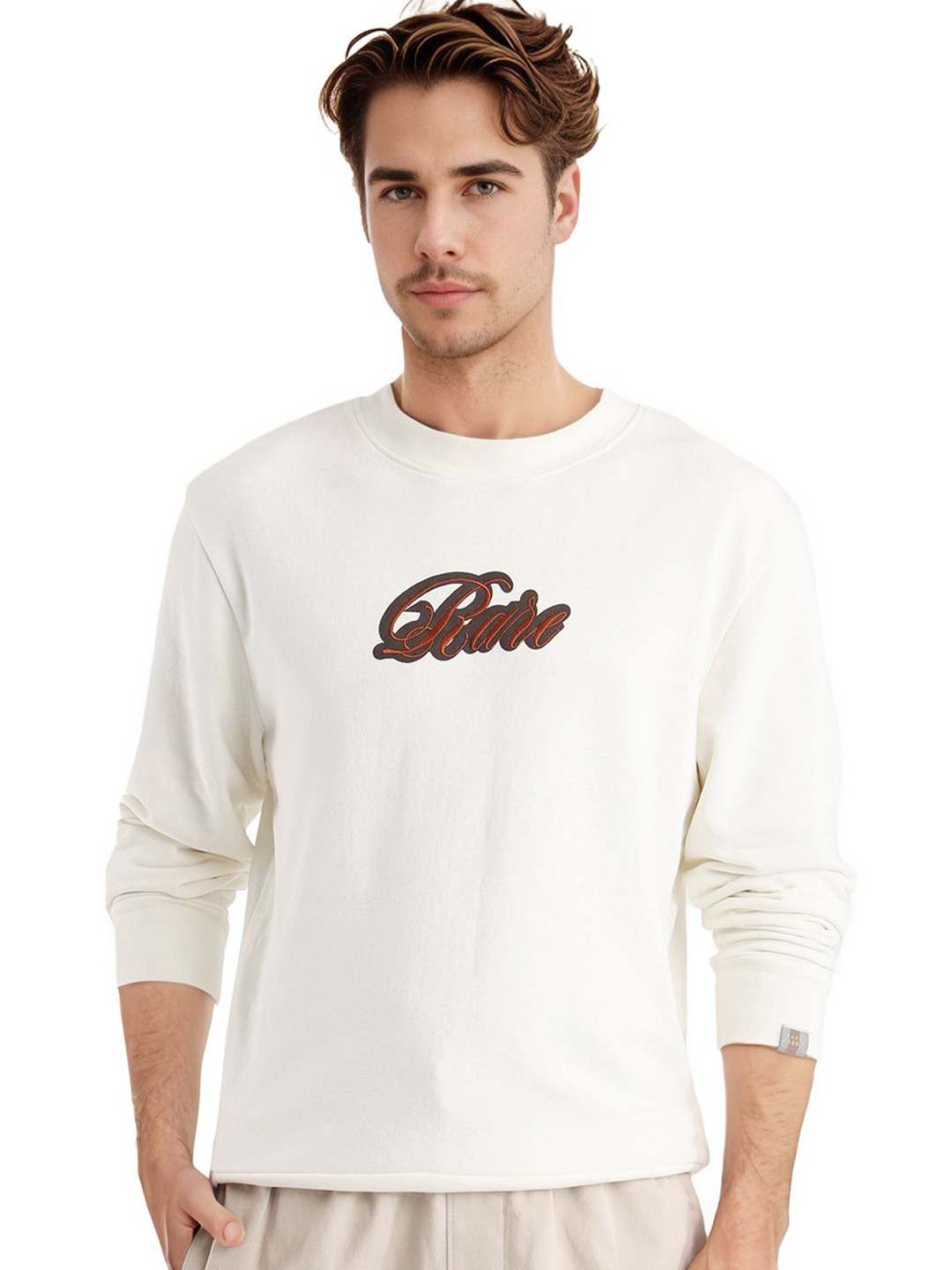 

RARE RABBIT Men Printed Long Sleeves Sweatshirt, Off white