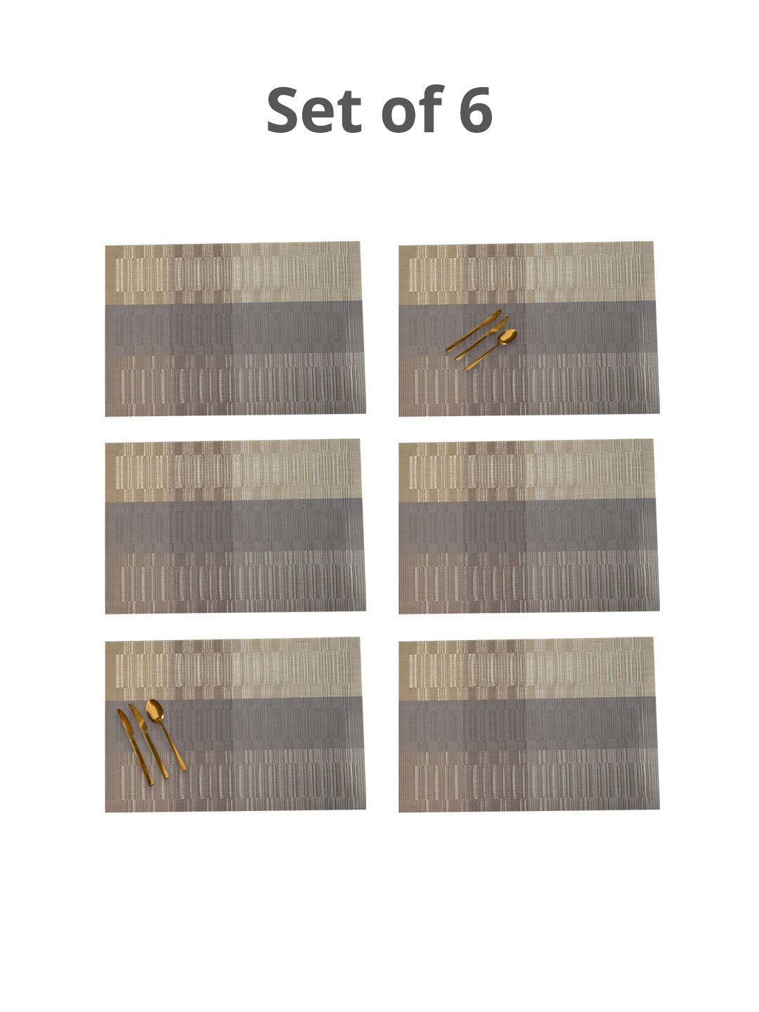 

MARKET99 Green & Brown 6 Pieces Textured Rectangle Table Placemats