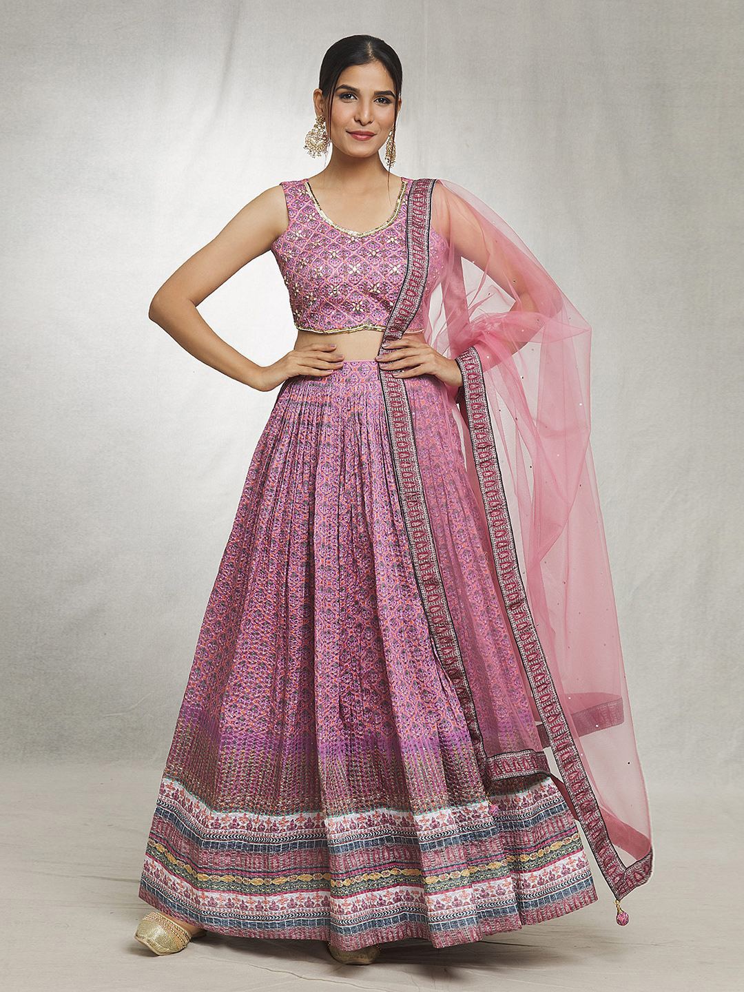 

Samyukta Singhania Embroidered Ready to Wear Lehenga & Blouse With Dupatta, Purple