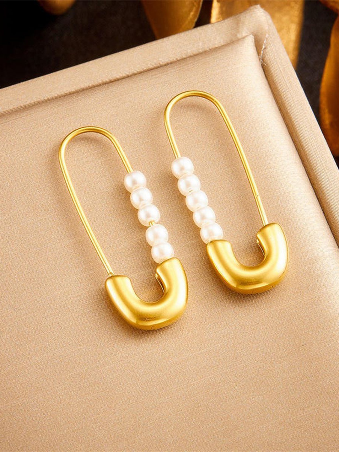 

ZIVOM Anti Tarnish 18KT Gold-Plated Stainless Steel Mother of Pearls Beaded Drop Earrings