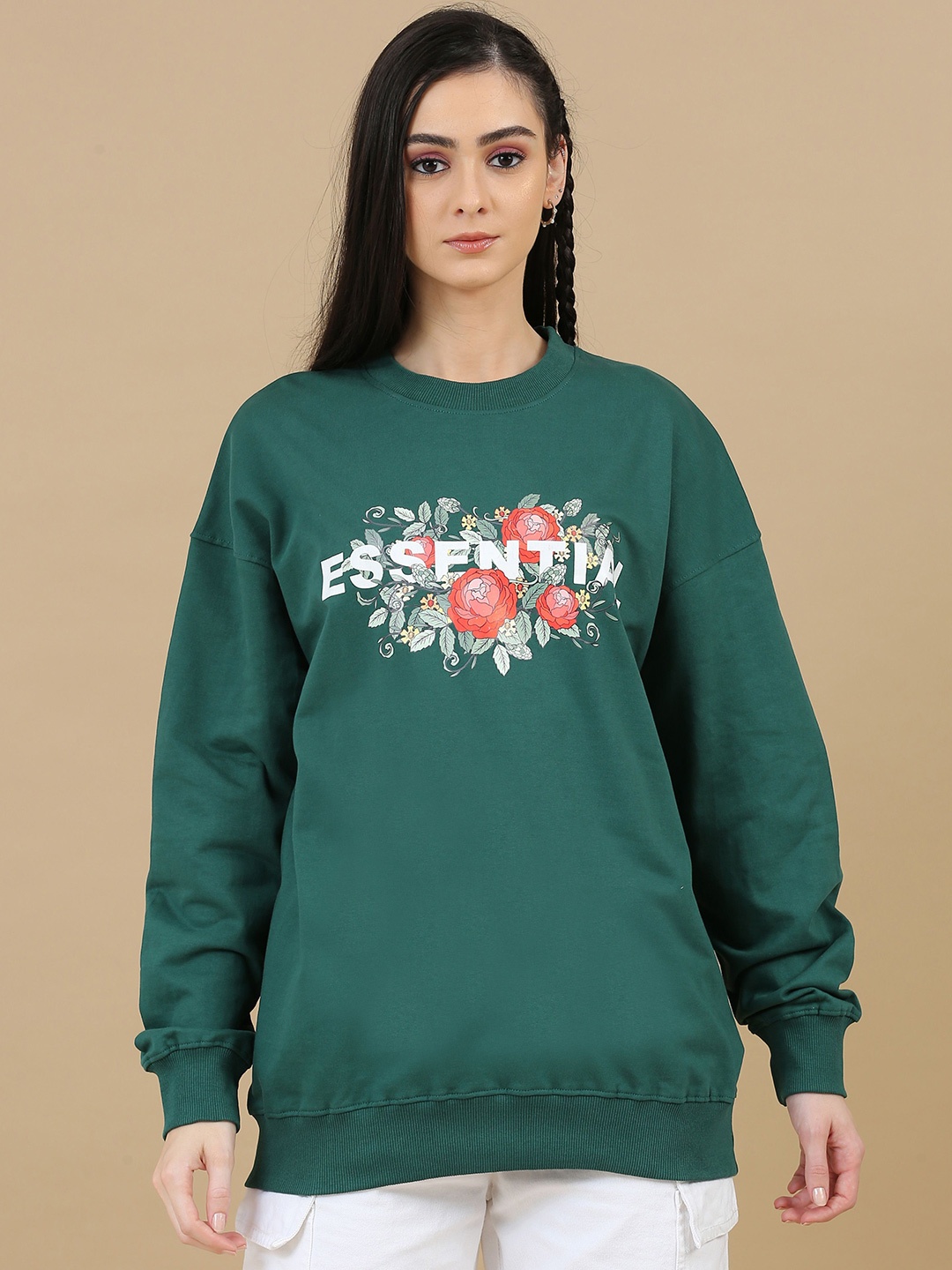 

SILISOUL Women Printed Long Sleeves Sweatshirt, Green
