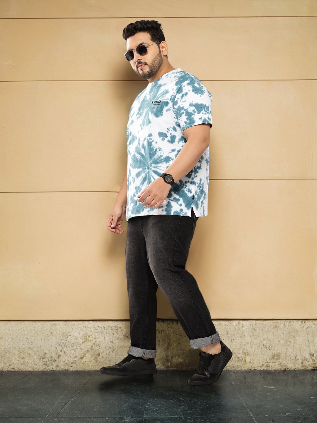 

Sztori Plus-Size Tie and Dye Pure Cotton T-shirt, Blue
