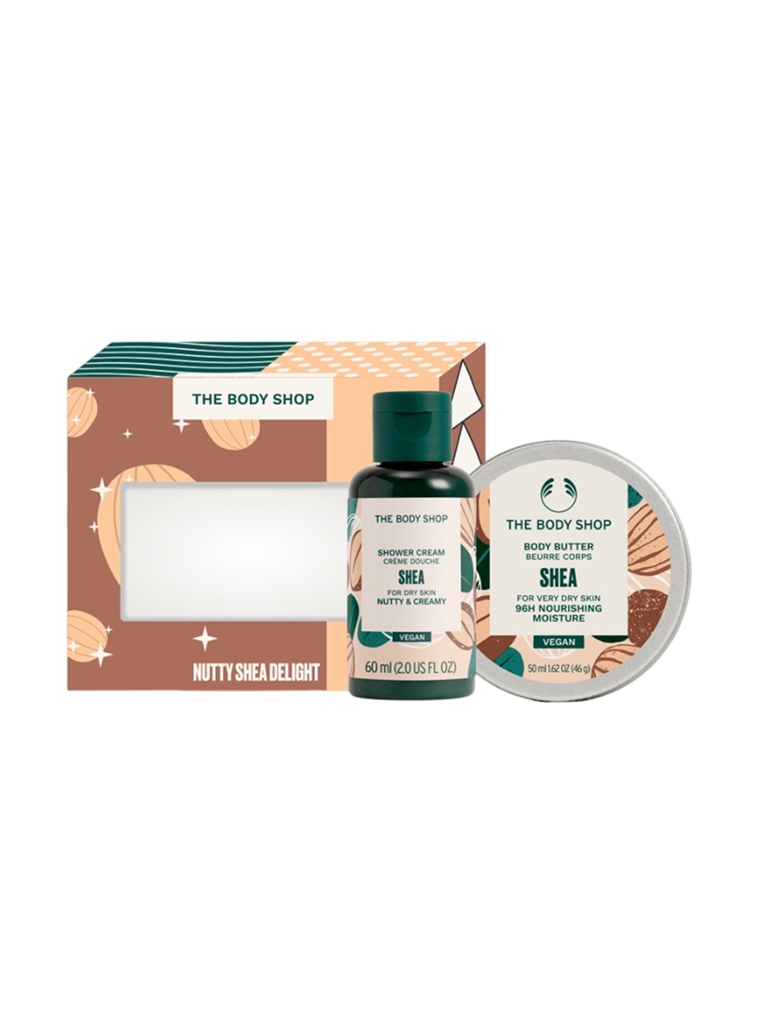 

THE BODY SHOP Vegan Shea Shower Cream 60ml & Body Butter 50ml Gift Set, Beige
