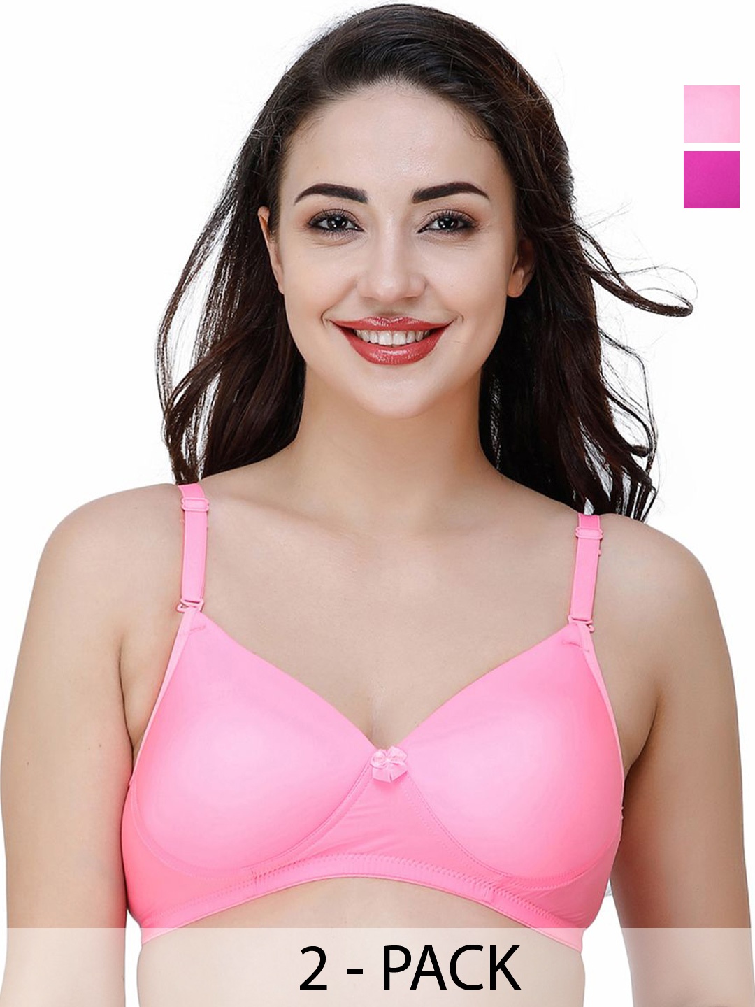 

College Girl Pack Of 2 Full Coverage Lightly Padded T-shirt Bra, Pink