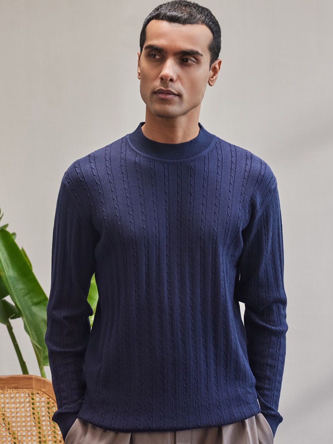 

Mr Bowerbird Men Round Neck Long Sleeves Pullover, Navy blue