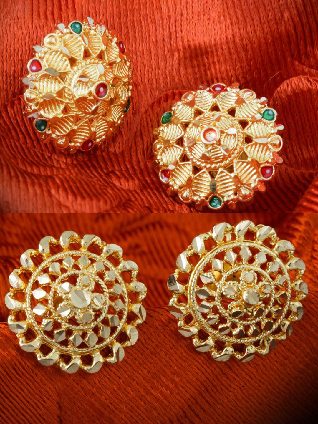 

DIVASTRI Set Of 2 Gold-Plated Circular Studs Earrings