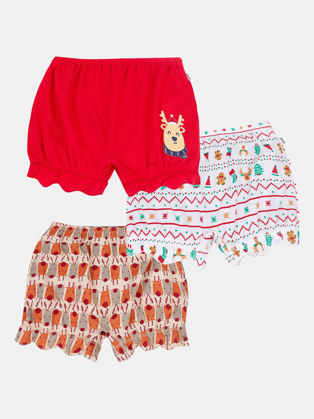 

You Got Plan B Girls Pack Of 3 Printed Cotton Bloomer BL-WhiteXmas: 2-4, White