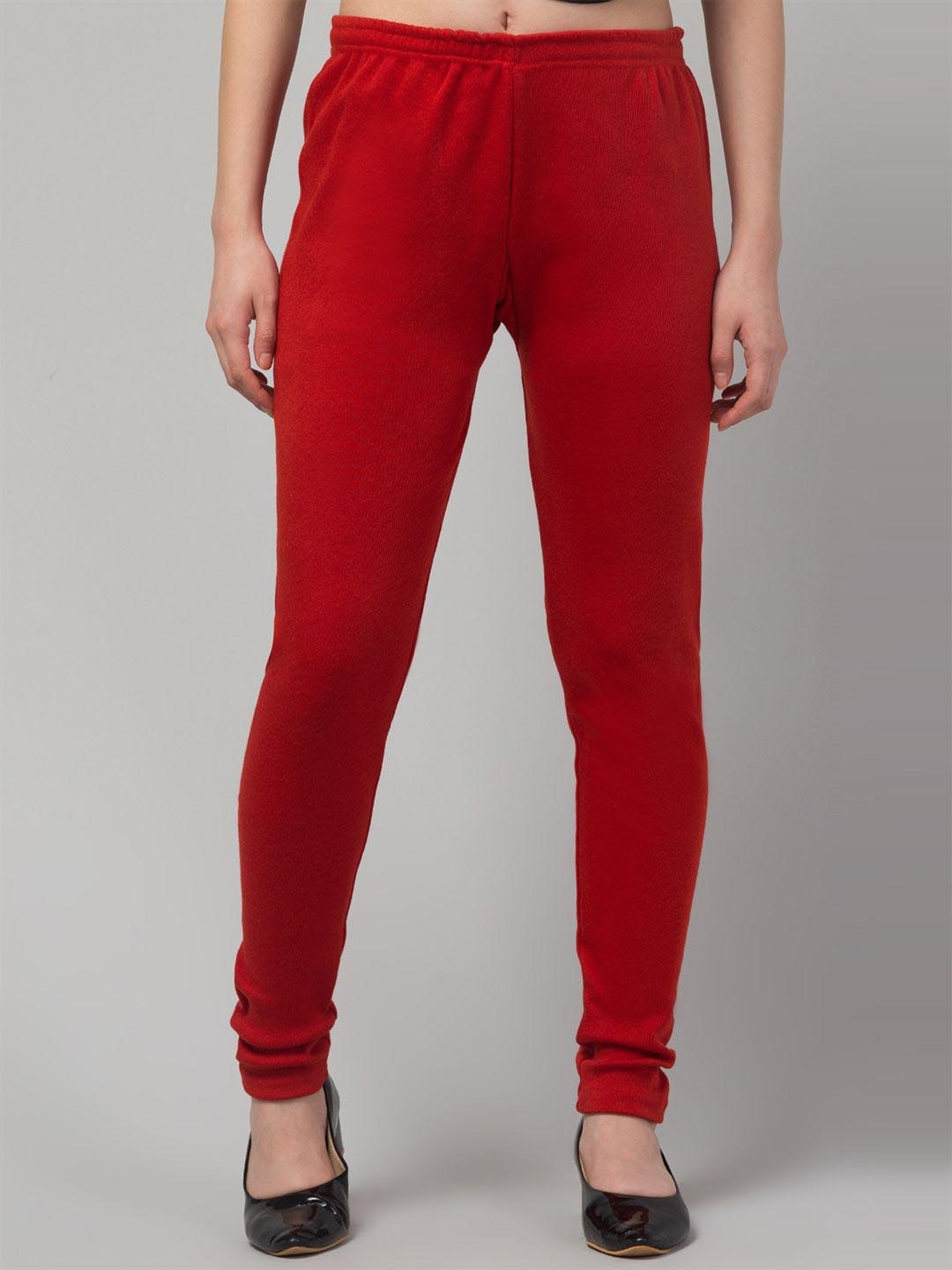 

Trend Level Women Woolen Knitted Churidar Length Leggings, Red