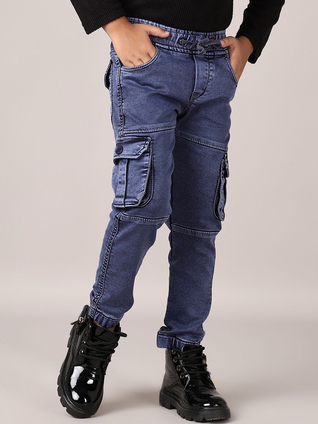 

V-Mart Boys Low Distress Mid-Rise Stretchable Jeans, Blue