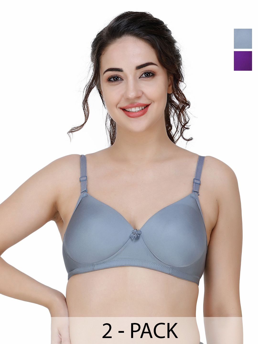 

College Girl Pack Of 2 Full Coverage Lightly Padded T-shirt Bra, Grey