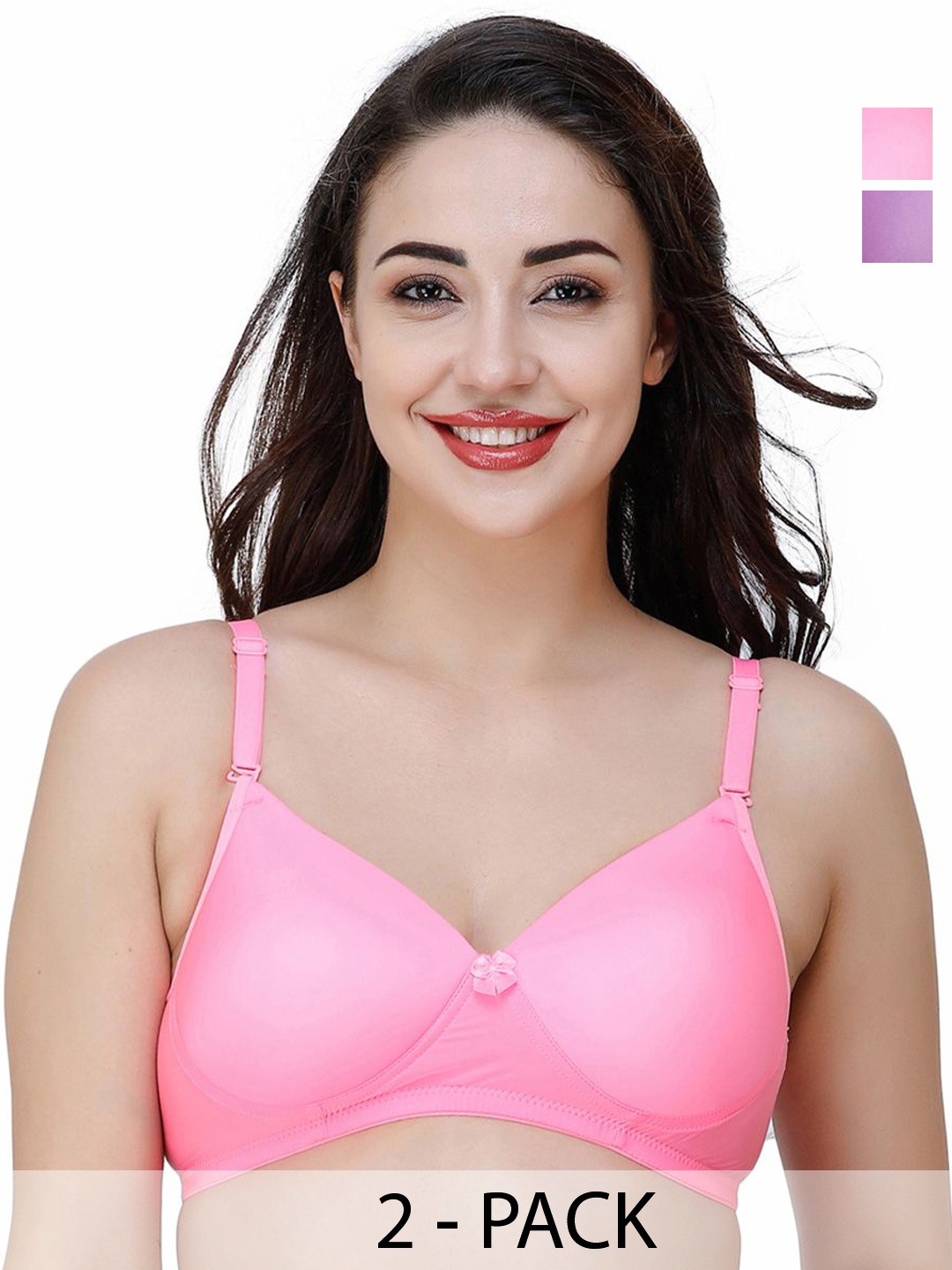 

College Girl Women Pack Of 2 Full Coverage Lightly Padded Bra, Pink