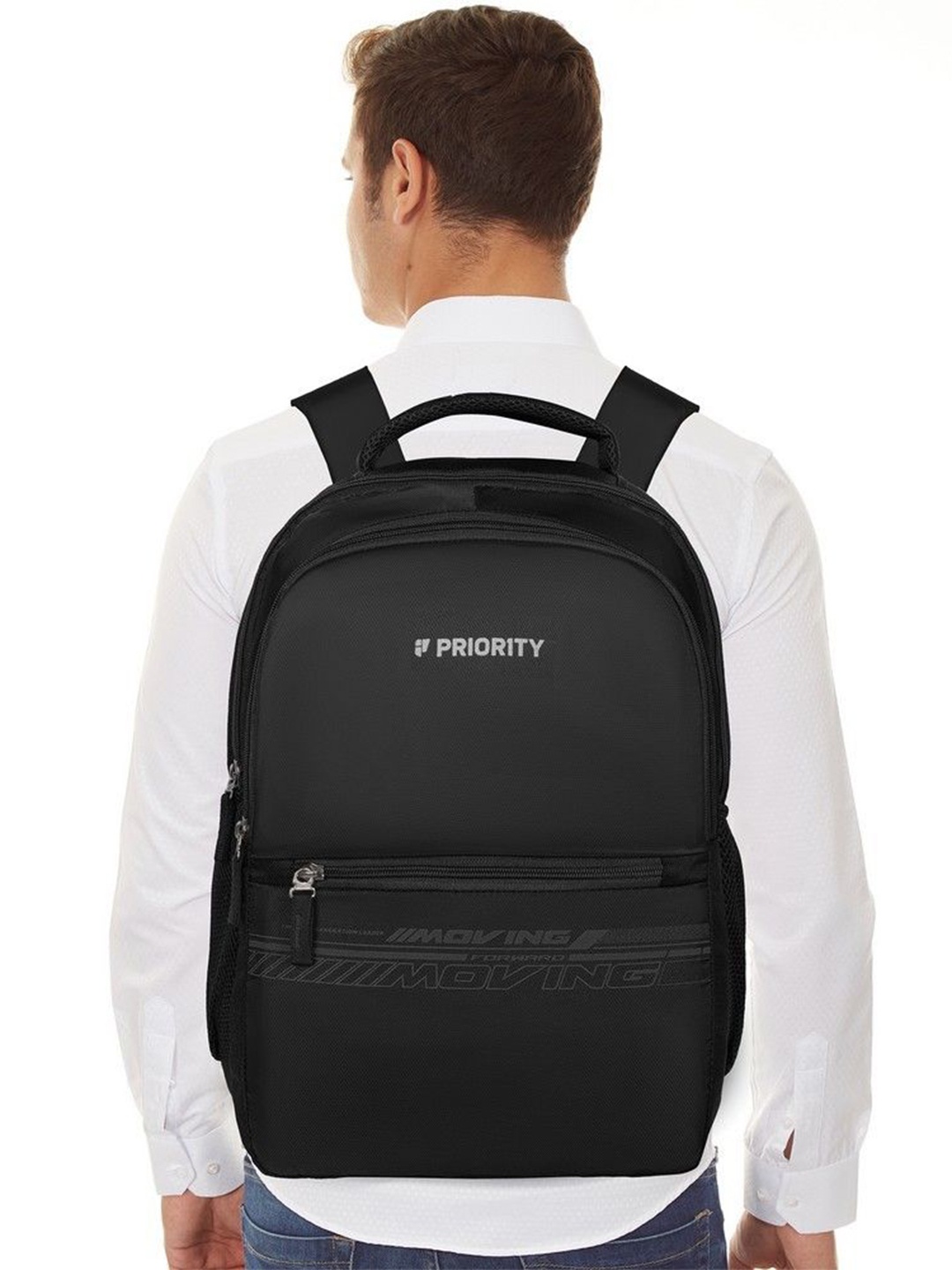 

Priority Unisex PU Printed Backpack, Black