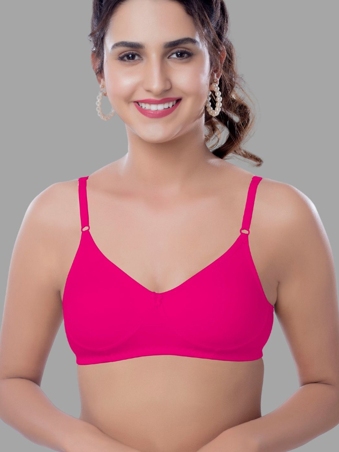 

BRIDA LADIES INNERWEAR Women Organic Cotton Medium Coverage Solid T-shirt Bra, Fuchsia