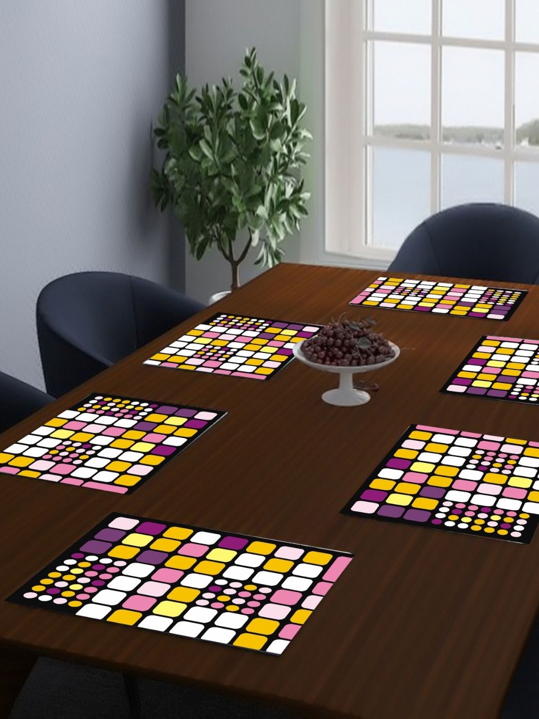 

LooMantha Pink & White 6 Pieces Rectangle Shaped Printed Table Placemats
