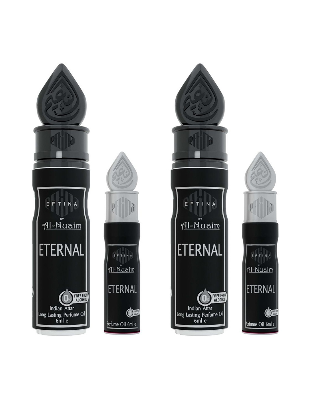 

Al-Nuaim Set of 2 Eternal Alcohol Free Long Lasting Attar - 6 ml each, Black