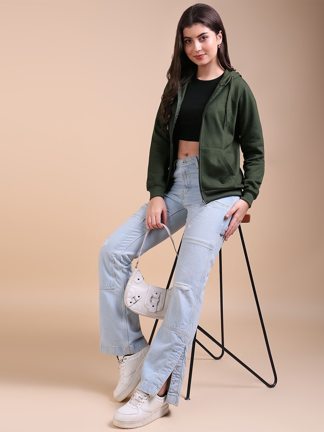 

Adyavastram Womens Hooded Sweatshirt, Olive