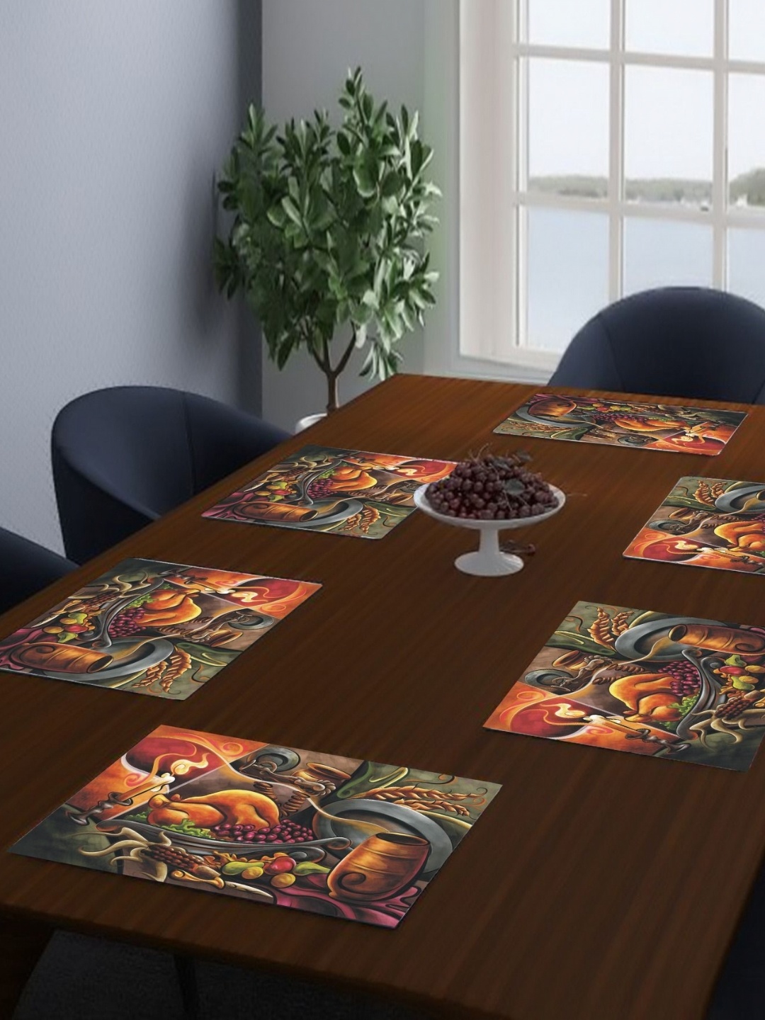 

LooMantha Brown & Green 6 Pieces Rectangle Shaped Printed Table Placemats
