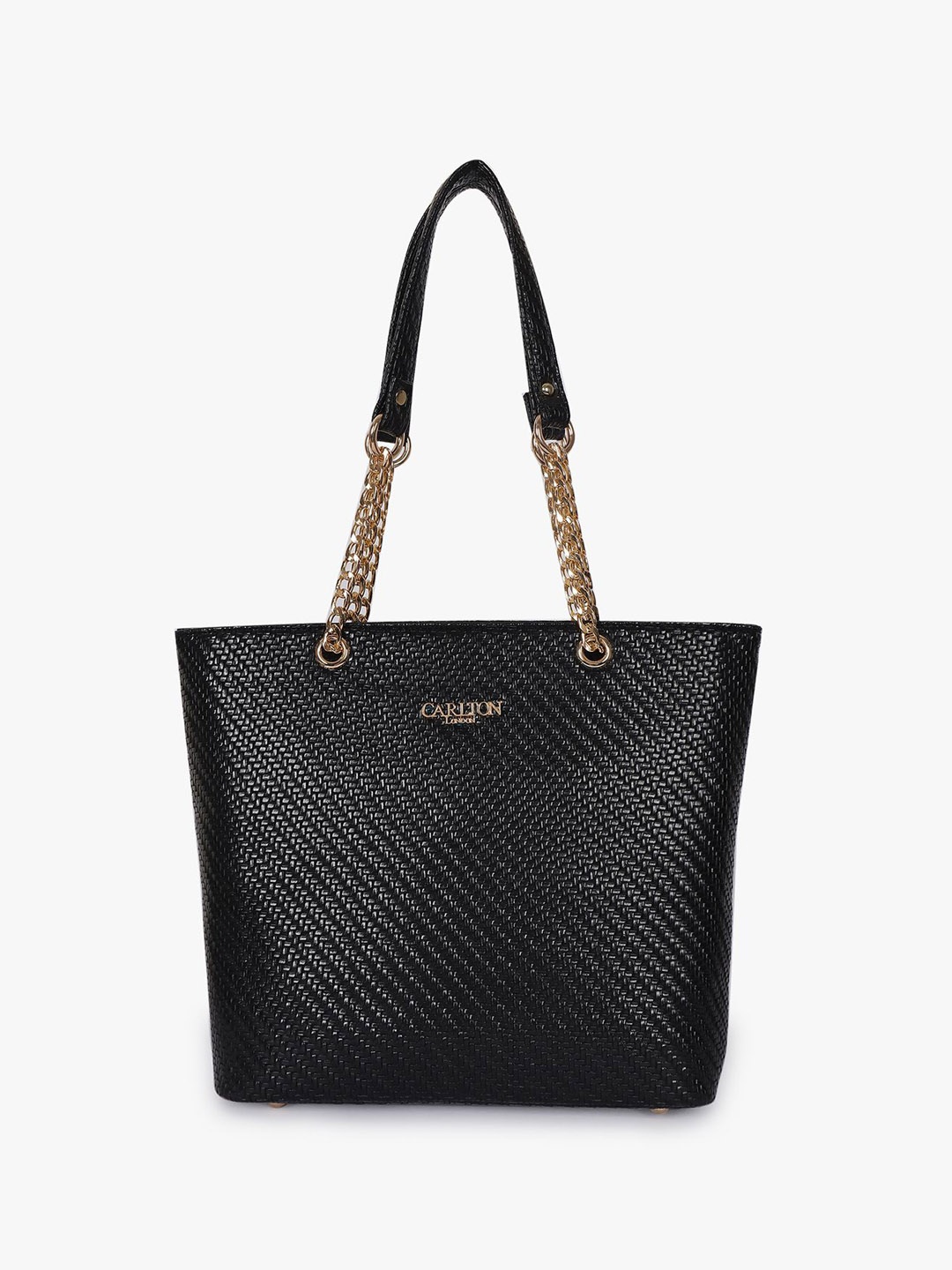 

Carlton London Women Textured Structured Leather Shoulder Bag, Black
