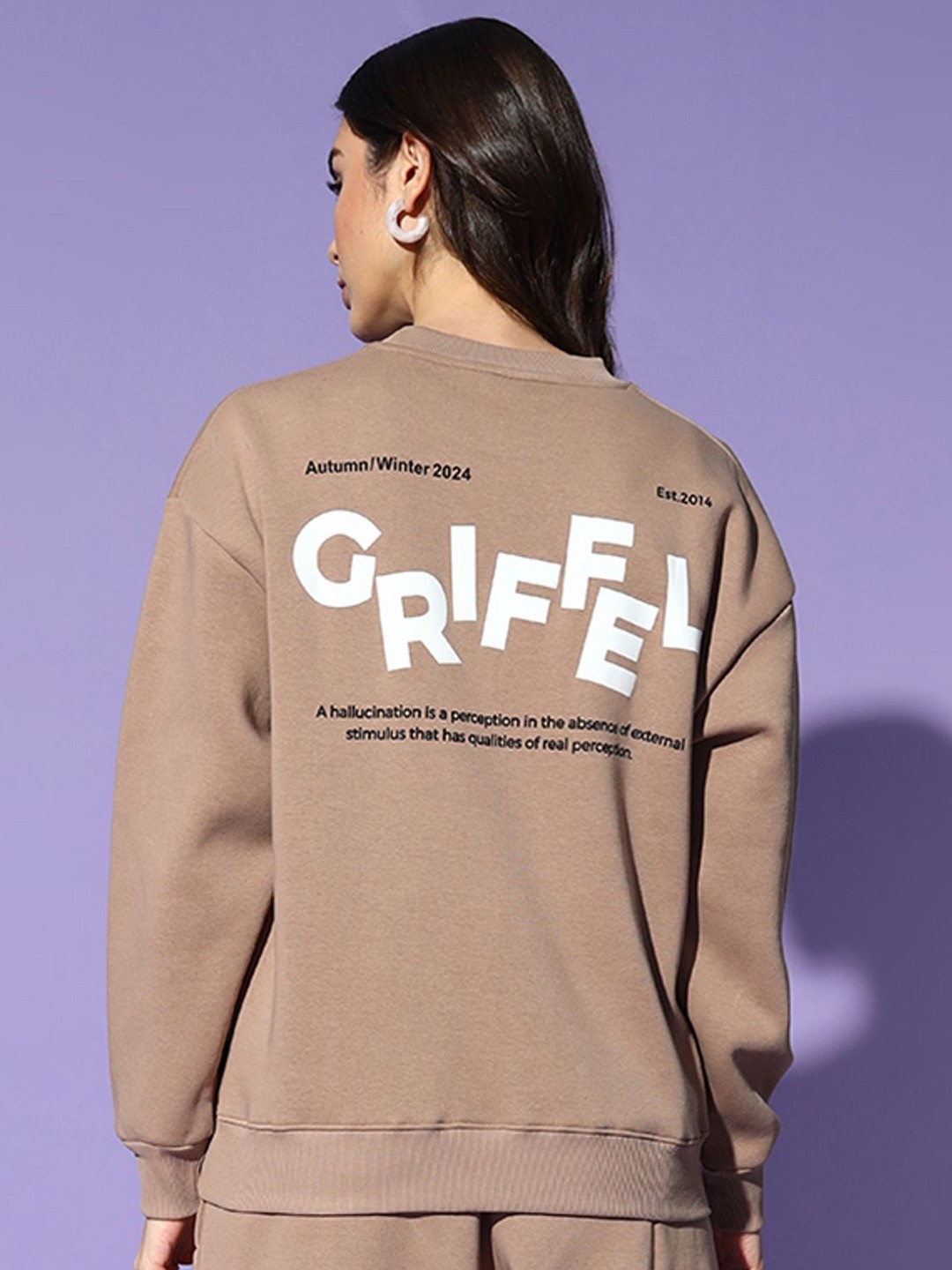 

GRIFFEL Women Round Neck Sweatshirt, Camel brown