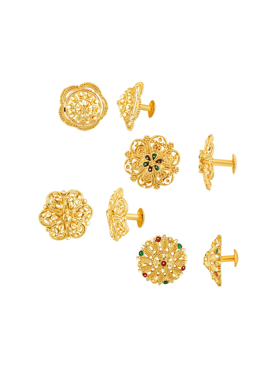 

DIVASTRI Set Of 4 Gold-Plated Circular Studs Earrings