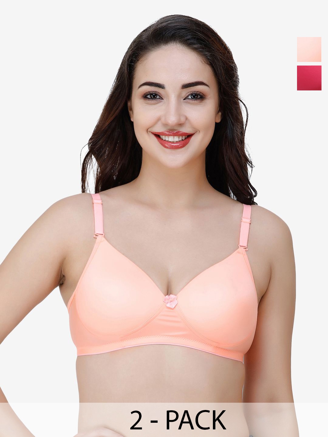 

College Girl Pack of 2 Full Coverage Lightly Padded T-shirt Bra, Pink